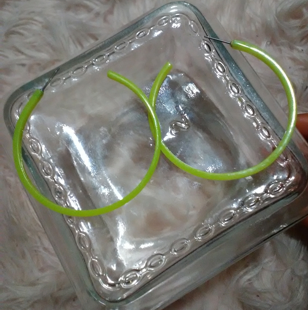 Neon yellow hoop earrings